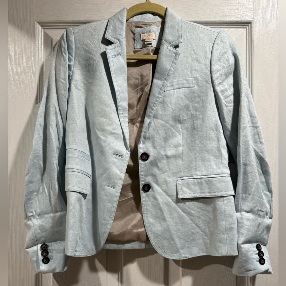 J. Crew Factory Light Blue Linen Blazer